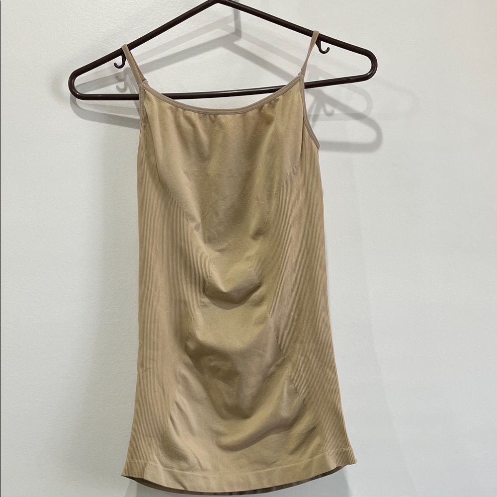 🌷3 Tops for $18 - Bisou Bisou Tan Nylon/Spandex Long Camisole Shapewear, Sz Sm